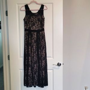 Black Lace with Tan underdress Dress
